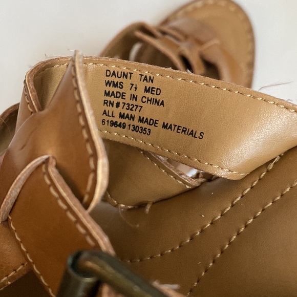 Women's Sonoma Natural Daunt Tan Wedge Peep Toe Sandals with Buckle, Size 7.5M - Picture 5 of 11